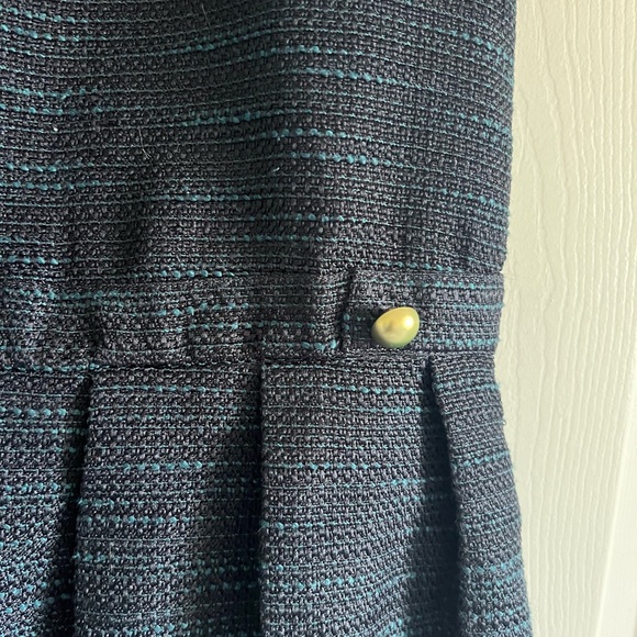 Janie and Jack Navy Blue Textured Kids Dress with Gold Buttons - Picture 3 of 5